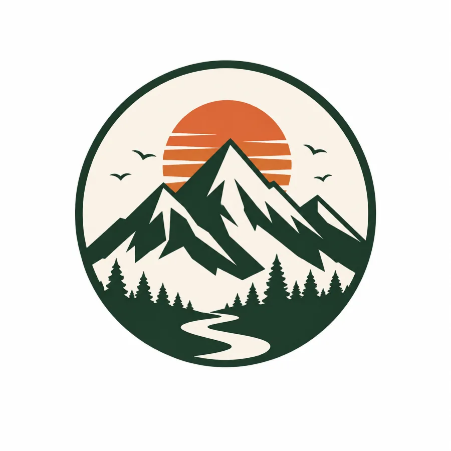 Original mountain and sunset artwork used to generate the mixed product set